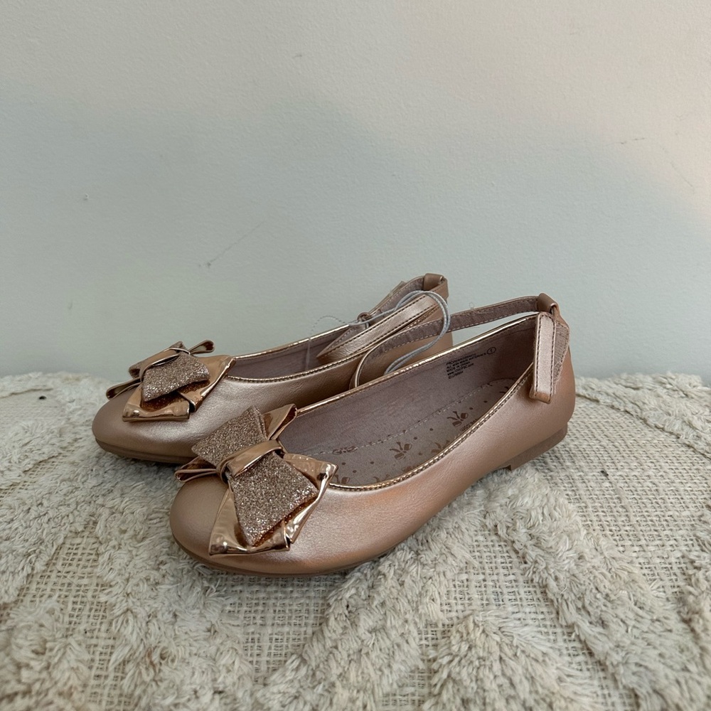 New Elegant Girl’s Pink Gold Ballet Flats